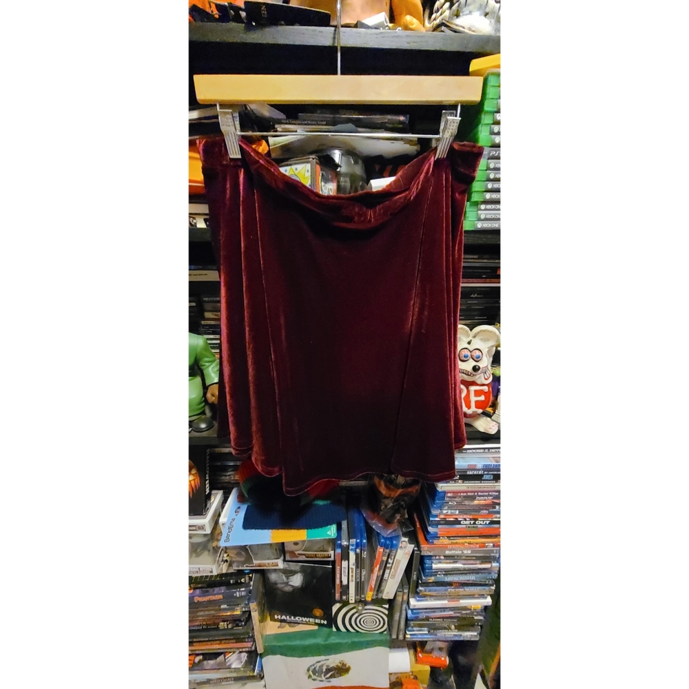 Burgundy velvet skirt